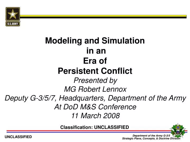 modeling and simulation in an era of persistent conflict