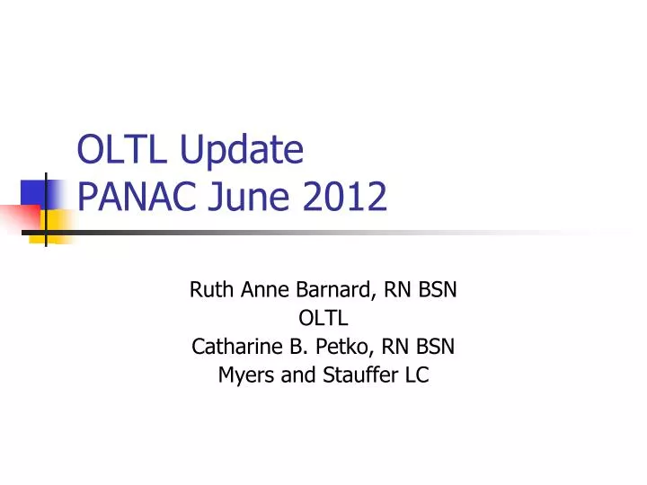 oltl update panac june 2012