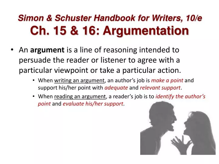 simon schuster handbook for writers 10 e ch 15 16 argumentation