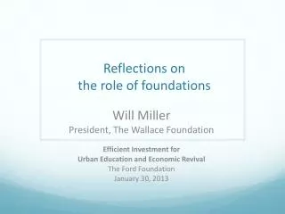 reflections on the role of foundations