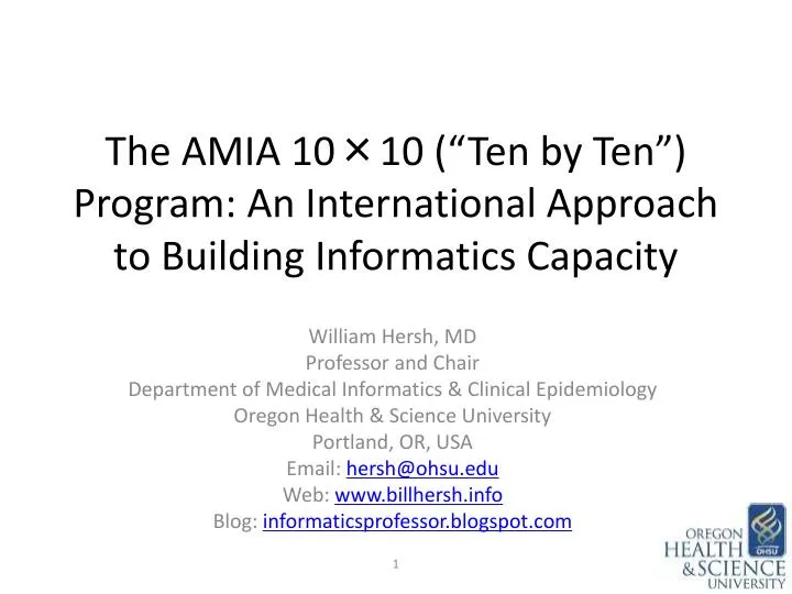 the amia 10 10 ten by ten program an international approach to building informatics capacity