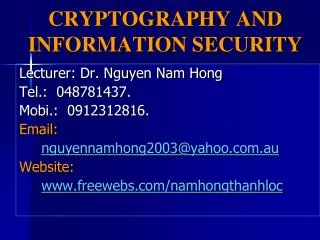 CRYPTOGRAPHY AND INFORMATION SECURITY