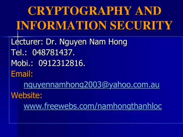 cryptography and information security