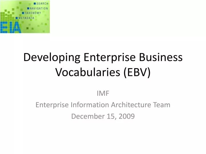 developing enterprise business vocabularies ebv