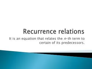 Recurrence relations