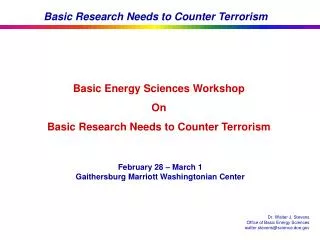 Basic Energy Sciences Workshop On Basic Research Needs to Counter Terrorism