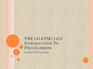 TMC1414/TMC1413 Introduction To Programming