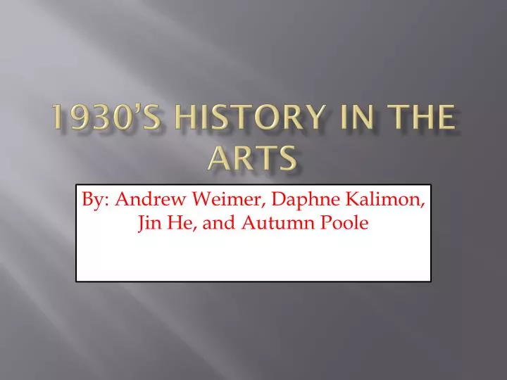 1930 s history in the arts