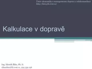 kalkulace v doprav