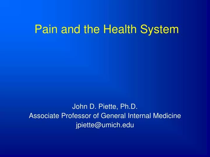 pain and the health system