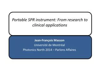 Portable SPR instrument: From research to clinical applications