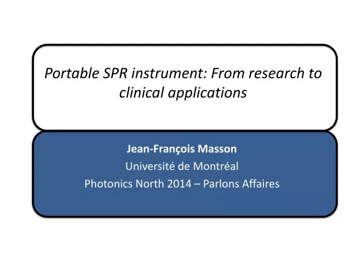 portable spr instrument from research to clinical applications