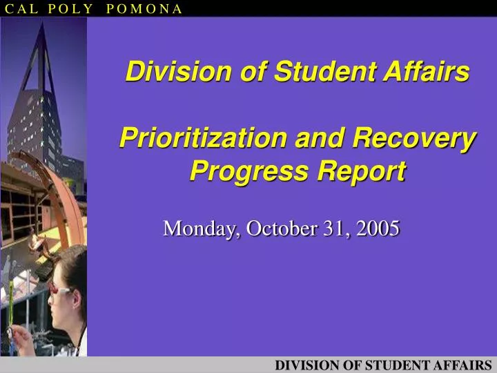 division of student affairs prioritization and recovery progress report
