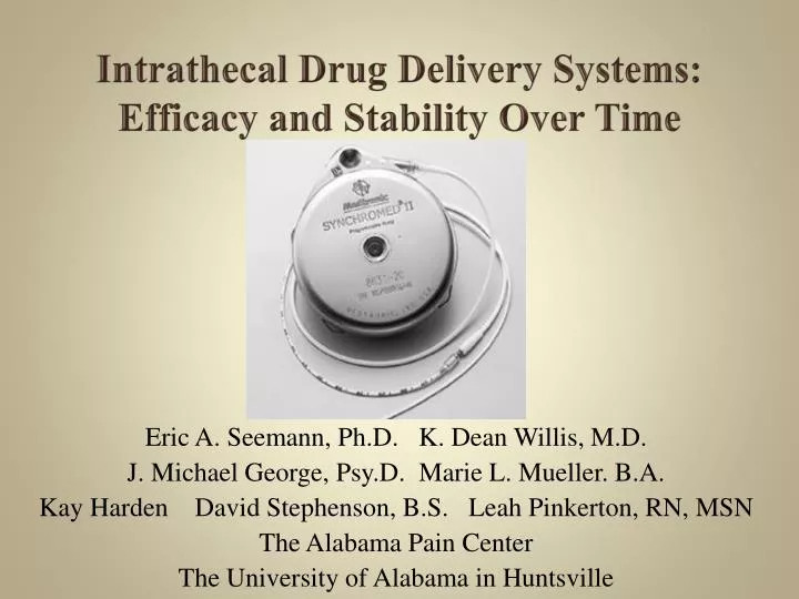 intrathecal drug delivery systems efficacy and stability over time
