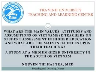 TRA VINH UNIVERSITY TEACHING AND LEARNING CENTER