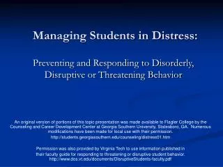 Managing Students in Distress: