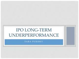 IPO Long-Term Underperformance
