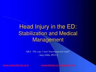 Head Injury in the ED: Stabilization and Medical Management