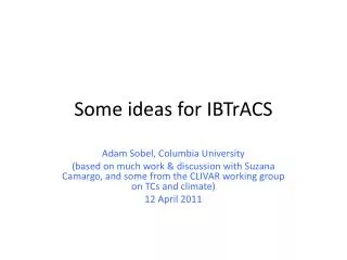 Some ideas for IBTrACS