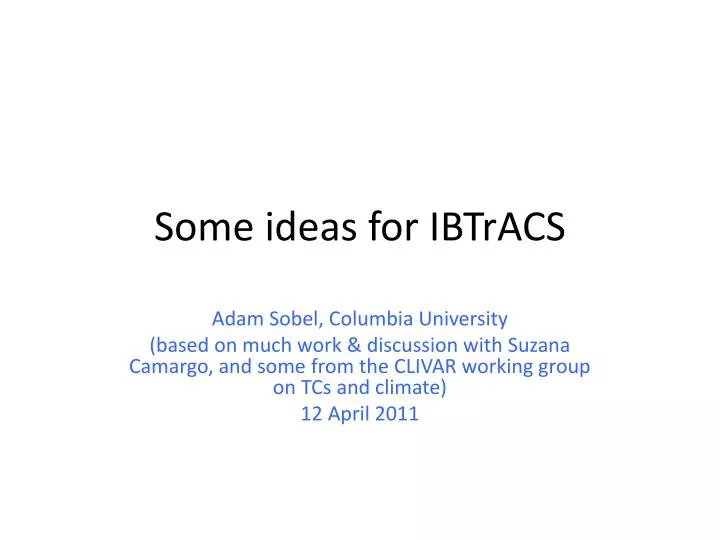 some ideas for ibtracs