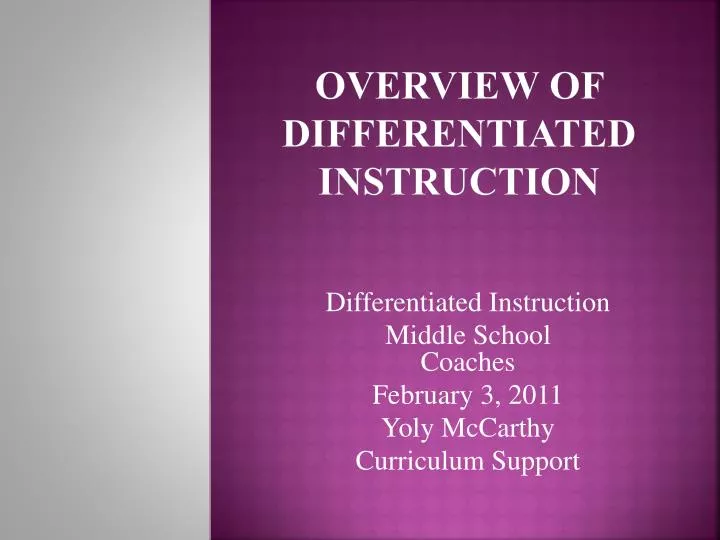 overview of differentiated instruction