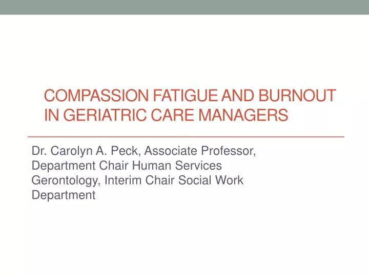 compassion fatigue and burnout in geriatric care managers