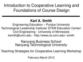 Introduction to Cooperative Learning and Foundations of Course Design