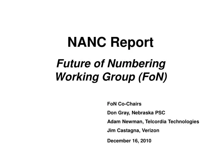 nanc report future of numbering working group fon