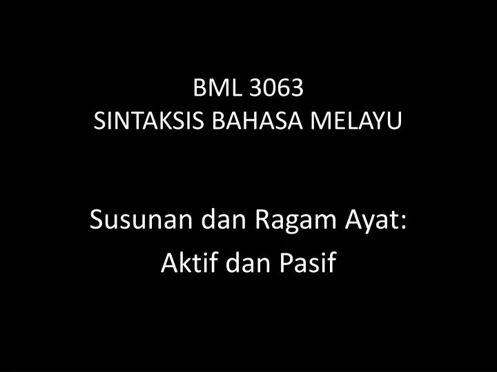 bml 3063 sintaksis bahasa melayu