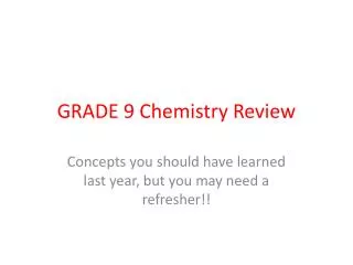 GRADE 9 Chemistry Review