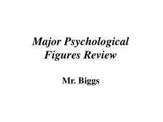 Major Psychological Figures Review Mr. Biggs