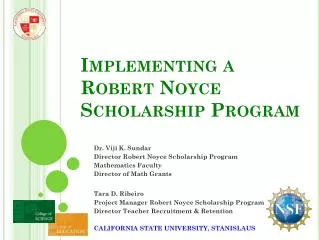 Implementing a Robert Noyce Scholarship Program
