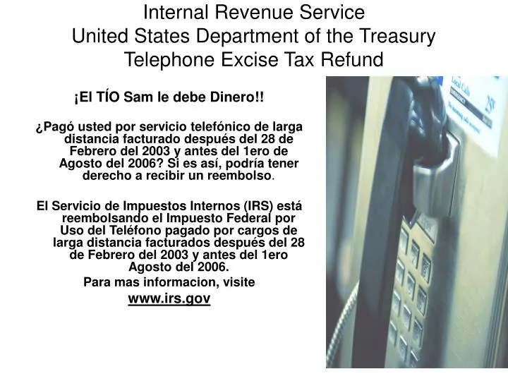 internal revenue service united states department of the treasury telephone excise tax refund