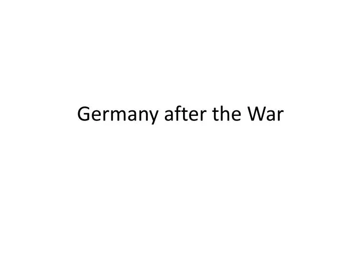 germany after the war