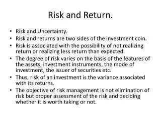Risk and Return.