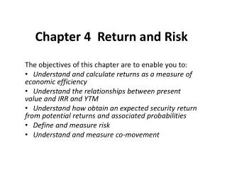 Chapter 4 Return and Risk