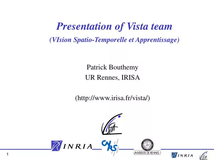 presentation of vista team vision spatio temporelle et apprentissage