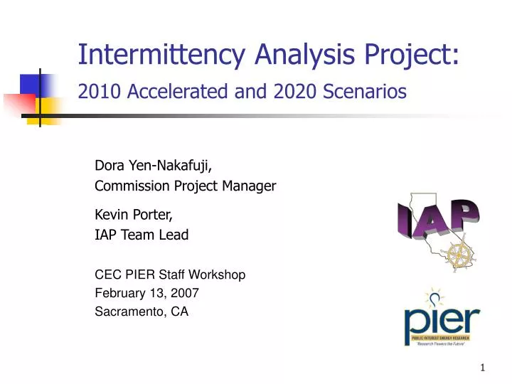 intermittency analysis project 2010 accelerated and 2020 scenarios