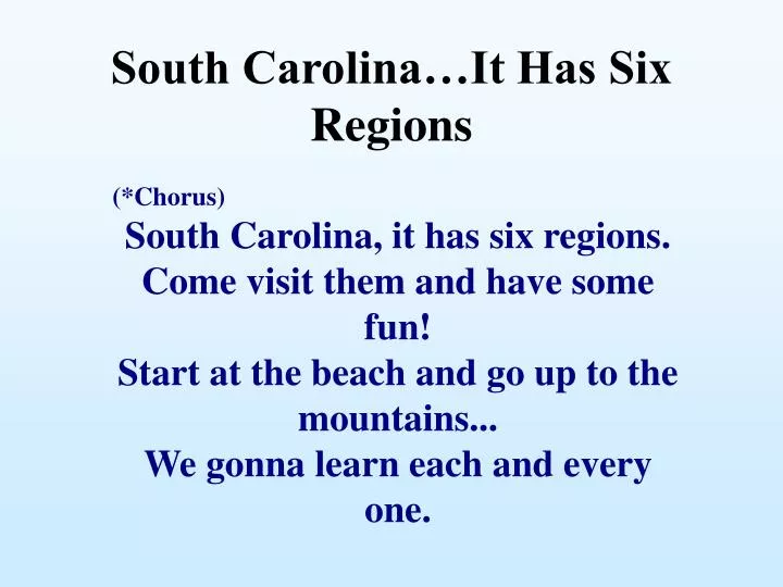 south carolina it has six regions