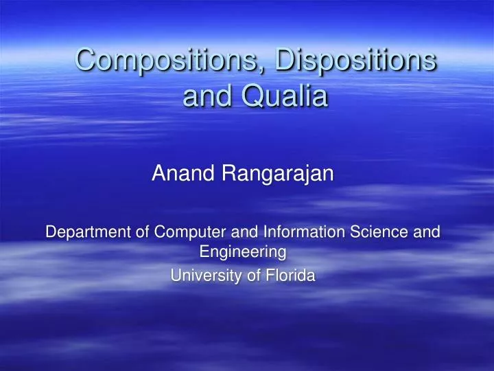 compositions dispositions and qualia