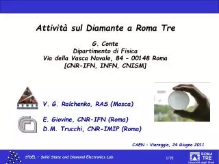 Attività sul Diamante a Roma Tre