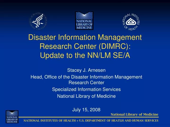 disaster information management research center dimrc update to the nn lm se a