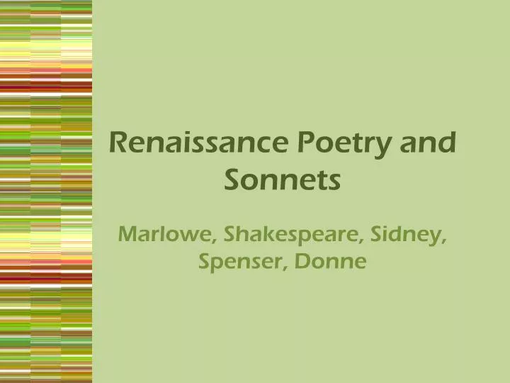 renaissance poetry and sonnets