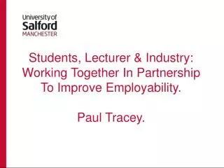 Students, Lecturer &amp; Industry: Working Together In Partnership To Improve Employability.