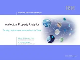 Intellectual Property Analytics Turning Unstructured Information Into Value