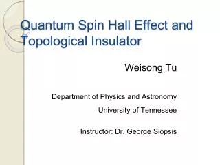 Quantum Spin Hall Effect and Topological Insulator