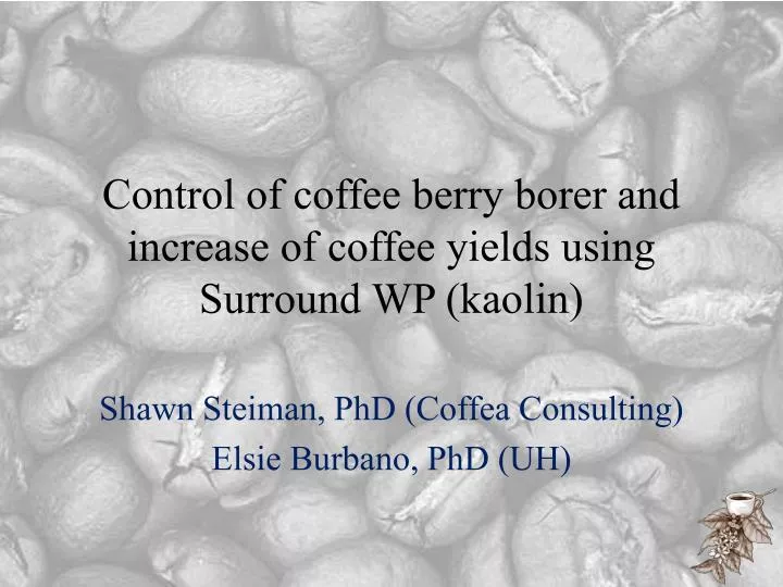 control of coffee berry borer and increase of coffee yields using surround wp kaolin