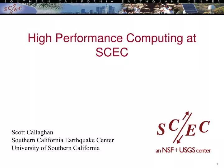 high performance computing at scec