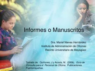 informes o manuscritos