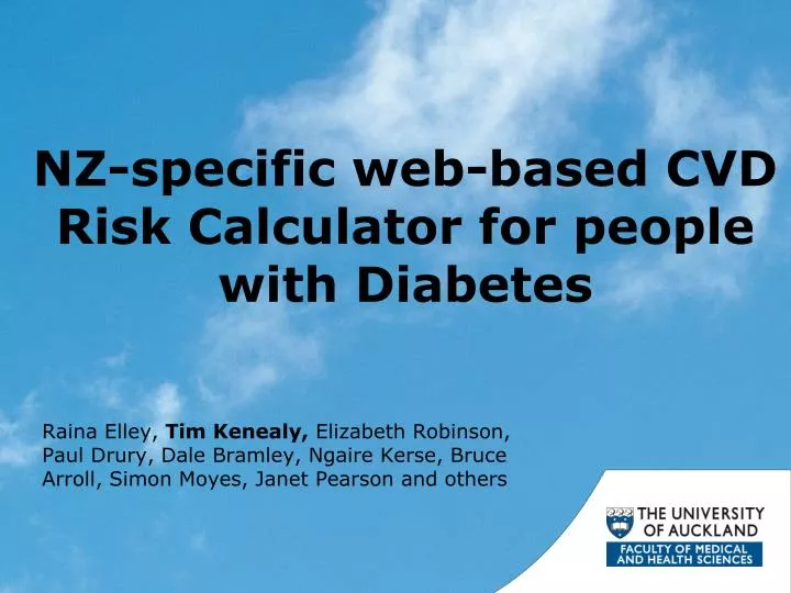 nz specific web based cvd risk calculator for people with diabetes